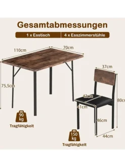5 tlg. Essgruppe in Braun