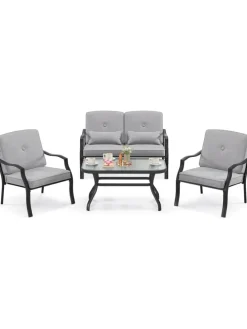 4 tlg. Gartenmöbel Set in Grau