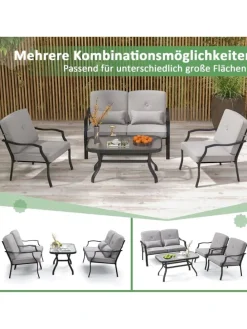 4 tlg. Gartenmöbel Set in Grau