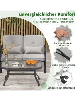 4 tlg. Gartenmöbel Set in Grau