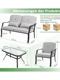 4 tlg. Gartenmöbel Set in Grau