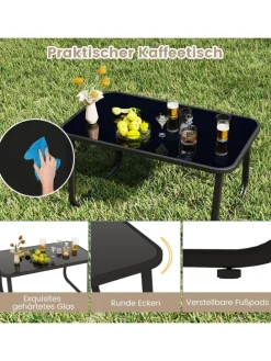 4 tlg. Gartenmöbel Set mit Schaukelfunktion in Braun