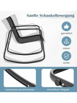 4 tlg. Gartenmöbel Set mit Schaukelfunktion in Schwarz