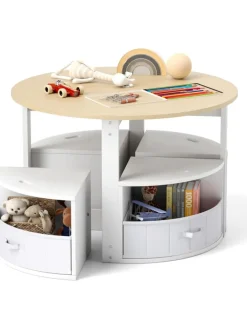 5 tlg. Kindersitzgruppe mit 4 Stauraum in Weiß