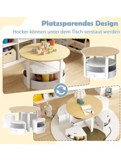 5 tlg. Kindersitzgruppe mit 4 Stauraum in Weiß