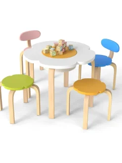 5 tlg. Kindertisch-Set mit 4 Stühlen in Bunt