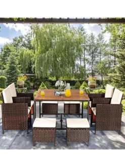 9 tlg. Polyrattan Set Rattanmöbel in Beige