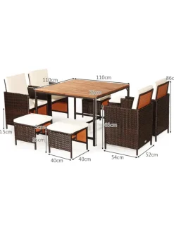 9 tlg. Polyrattan Set Rattanmöbel in Beige