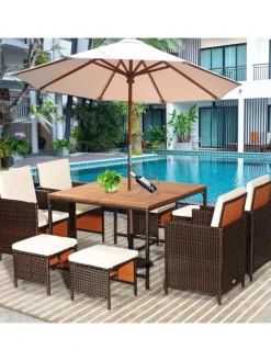 9 tlg. Polyrattan Set Rattanmöbel in Beige