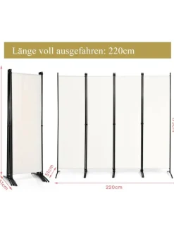 4 tlg. Raumteiler 173cm in Beige