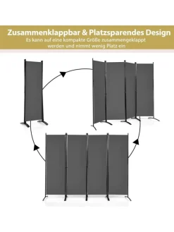 4 tlg. Raumteiler 173cm in Grau