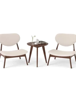 3 tlg. Sessel mit Beistelltisch in Beige