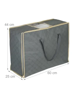 2 x Aufbewahrungstasche für Bettdecken in Grau - (B)60 x (H)25 x (T)44 cm