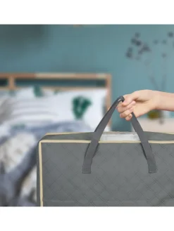 2 x Aufbewahrungstasche für Bettdecken in Grau - (B)60 x (H)25 x (T)44 cm