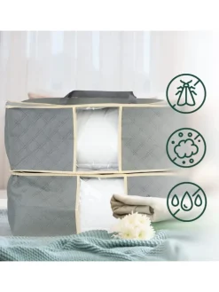 2 x Aufbewahrungstasche für Bettdecken in Grau - (B)60 x (H)25 x (T)44 cm