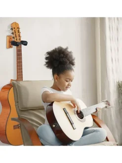 2 x Gitarrenhalter in Schwarz/ Natur