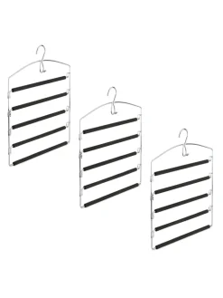 6 x Hosenbügel in Silber/Schwarz