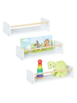 3 x Kinderregal in Weiß/ Natur - (B)50 x (H)12 x (T)18 cm