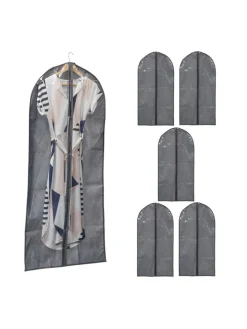 6 x Kleidersack in Grau/ Transparent - (B)60 x (H)135 cm