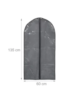 6 x Kleidersack in Grau/ Transparent - (B)60 x (H)135 cm