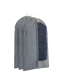 3 x Kleidersack in Grau/ Transparent - (B)58 x (H)99 cm