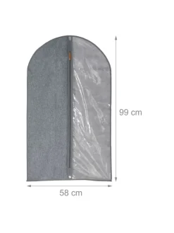 3 x Kleidersack in Grau/ Transparent - (B)58 x (H)99 cm