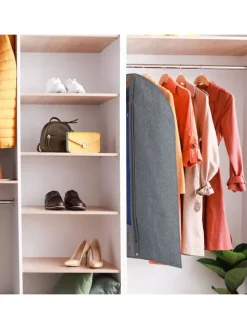 3 x Kleidersack in Grau/ Transparent - (B)58 x (H)99 cm