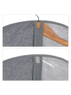 3 x Kleidersack in Grau/ Transparent - (B)58 x (H)99 cm