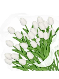 24 x Kunsttulpe in Weiß/ Grün