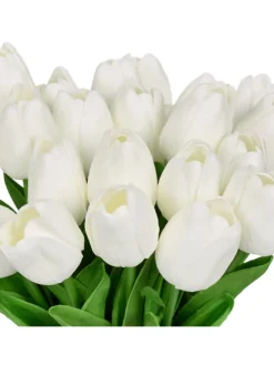 24 x Kunsttulpe in Weiß/ Grün