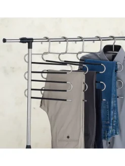 4 x Mehrfach-Hosenbügel in Silber/ Schwarz