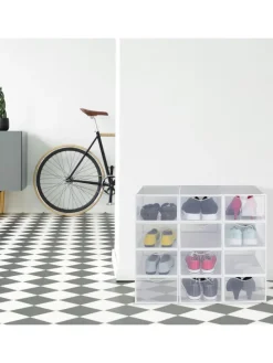 12 x Schuhboxen in Transparent/ Weiß