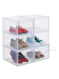 6 x Schuhboxen in Transparent - (B)25 x (H)18 x (T)34 cm