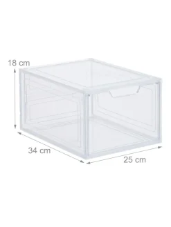 6 x Schuhboxen in Transparent - (B)25 x (H)18 x (T)34 cm