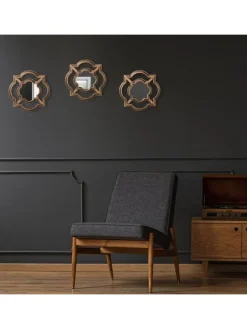 3 x Spiegel in Gold/ Schwarz - (B)25,5 x(H)25,5 cm