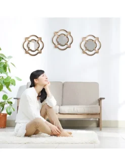 3 x Spiegel in Gold/ Schwarz - (B)25,5 x(H)25,5 cm