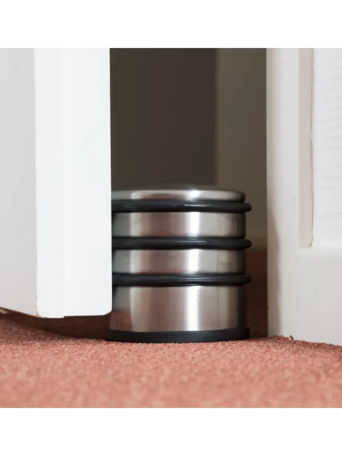4 x Türstopper in Silber/ Schwarz - (H)7,5 x Ø 7 cm