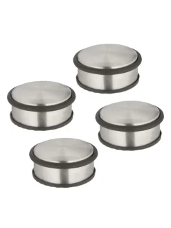 4 x Türstopper in Silber/ Schwarz - (H)4,5 x Ø 10,5 cm