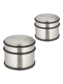 2 x Türstopper in Silber/ Schwarz - (H)7,5 x Ø 9 cm