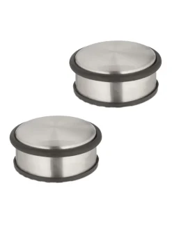 2 x Türstopper in Silber/ Schwarz - (H)4,5 x Ø 10,5 cm