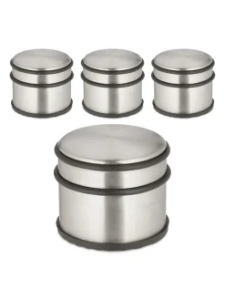 4 x Türstopper in Silber/ Schwarz - (H)7,5 x Ø 9 cm