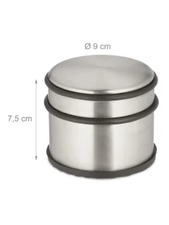 4 x Türstopper in Silber/ Schwarz - (H)7,5 x Ø 9 cm