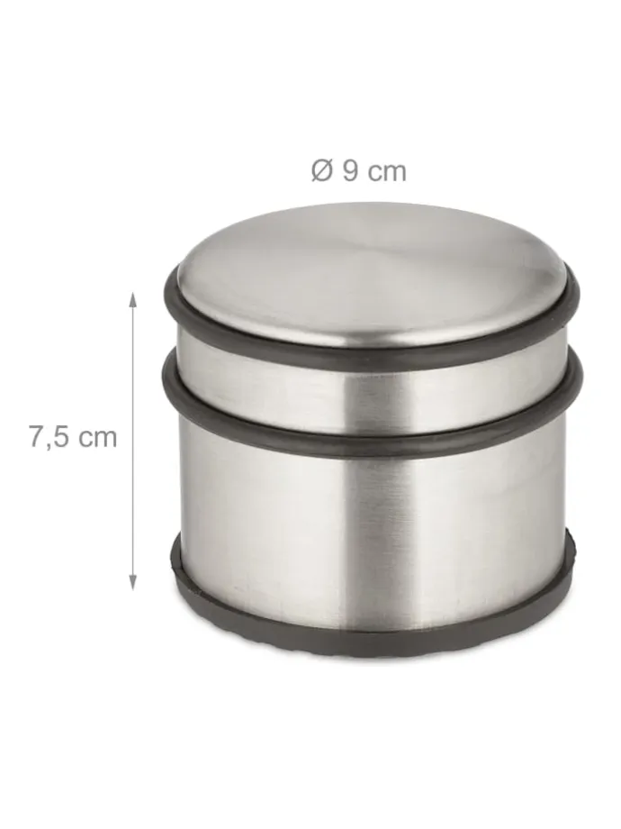 4 x Türstopper in Silber/ Schwarz - (H)7,5 x Ø 9 cm