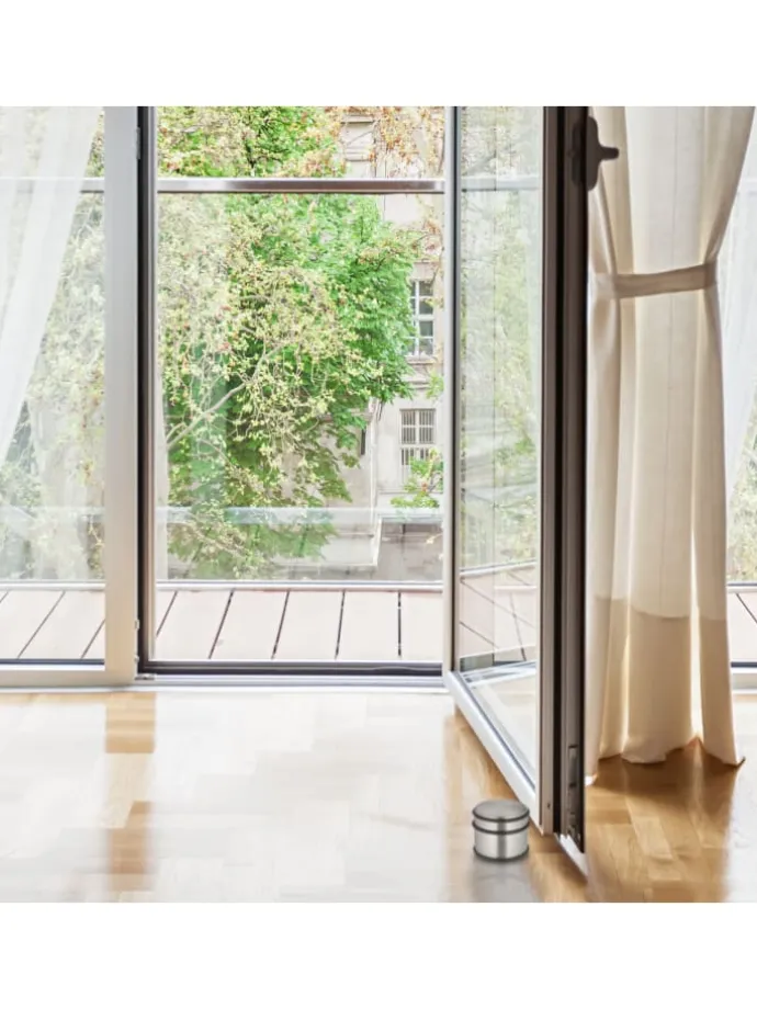 4 x Türstopper in Silber/ Schwarz - (H)7,5 x Ø 9 cm