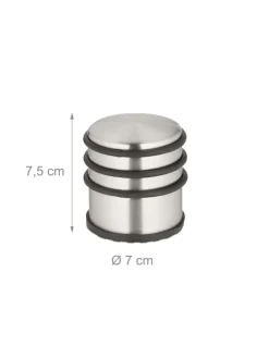 2 x Türstopper in Silber/ Schwarz - (H)7,5 x Ø 7 cm