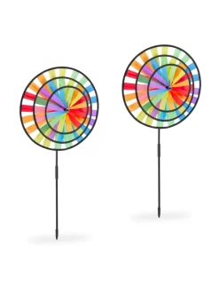 2 x Windrad "Regenbogen" in Bunt - (B)35 x (H)72 x (T)15 cm