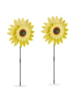 2 x Windrad "Sonnenblume" in Gelb - (B)29 x (H)76 x (T)8 cm