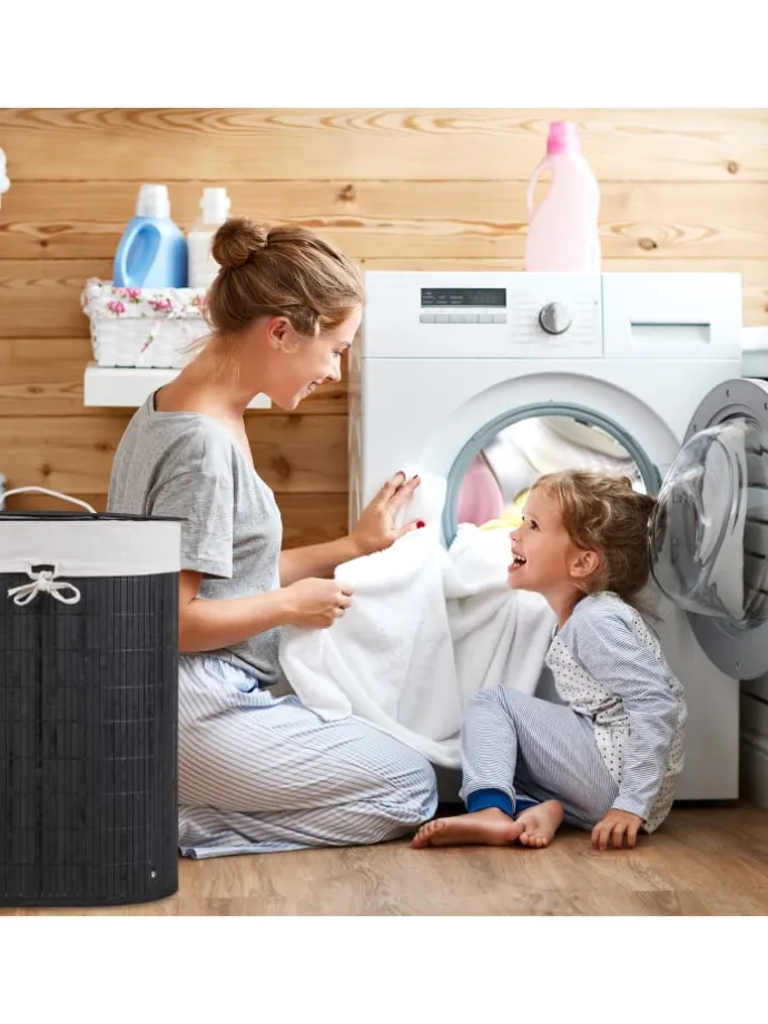 2 x Wäschekorb in Weiß - (B)42 x (H)55 x (T)32 cm