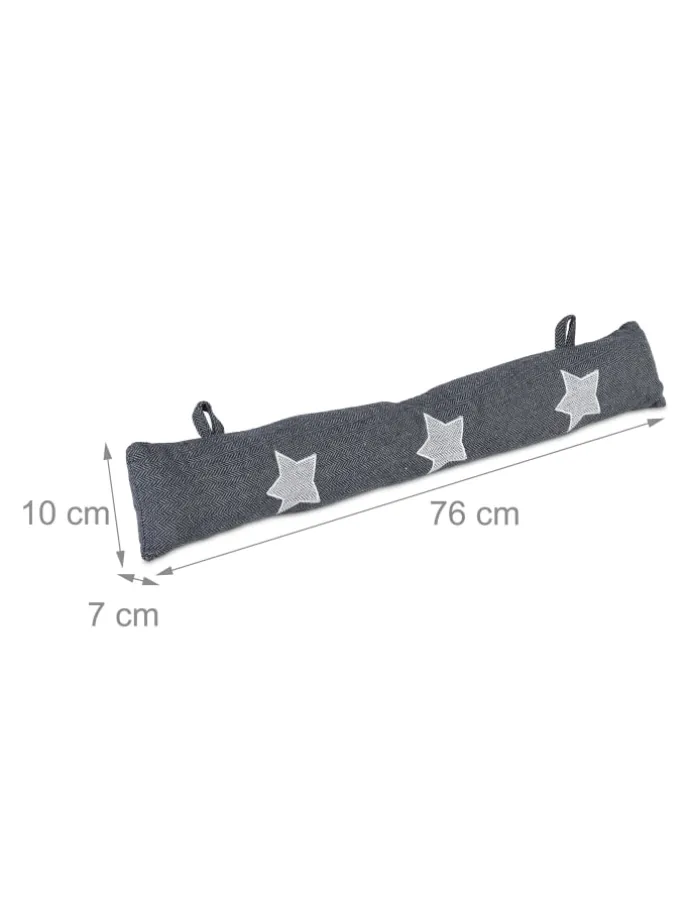 2 x Zugluftstopper "Stern" in Grau - 76 cm