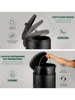 Abfalleimer VINTAGE, Treteimer, 30 Liter Fassungsvermögen aus schwarzem Metall